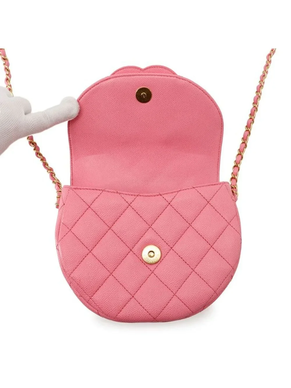 Chanel Chain Shoulder Bag Mini Messenger Quilted CC Logo Caviar Leather